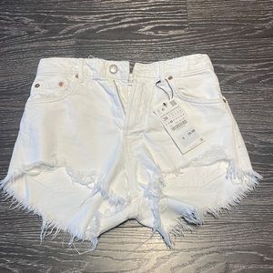 Zara White Denim Shorts